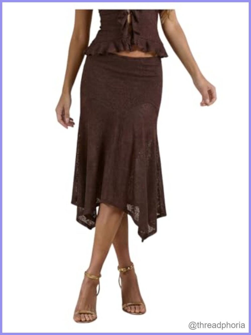 Lace Paisley Asymmetrical Low Rise Boho Midi Skirt